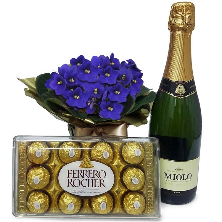 Violeta Roxa Com Ferrero Rocher e Espumante