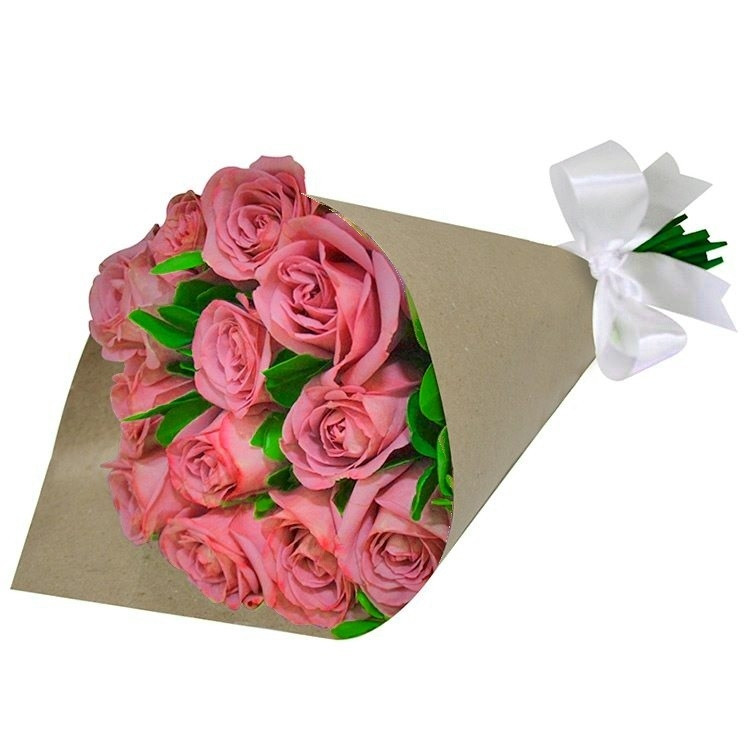 Buquê Rústico de Rosas Cor de Rosa