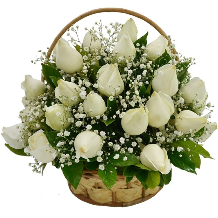 Cesta 24 Rosas Brancas