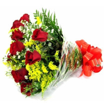 Buquê Clássico 12 Rosas Vermelhas
