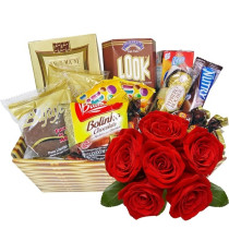 Cesta de Chocolates e Rosas