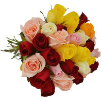 Buquê 24 Rosas Coloridas