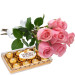 Buquê 6 Rosas Cor de Rosas com Ferrero Rocher